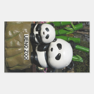 Ueno Zoo Panda Sign Rectangular Sticker
