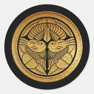 Uesugi Kamon Uesugi Sasa in Gold Classic Round Sticker