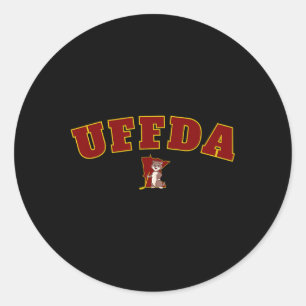 Uff-da Minnesota State Map Hockey Logo Graphic Mn Classic Round Sticker