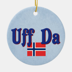 Uff Da Norway Norwegian Scandinavian Slogan Ceramic Tree Decoration
