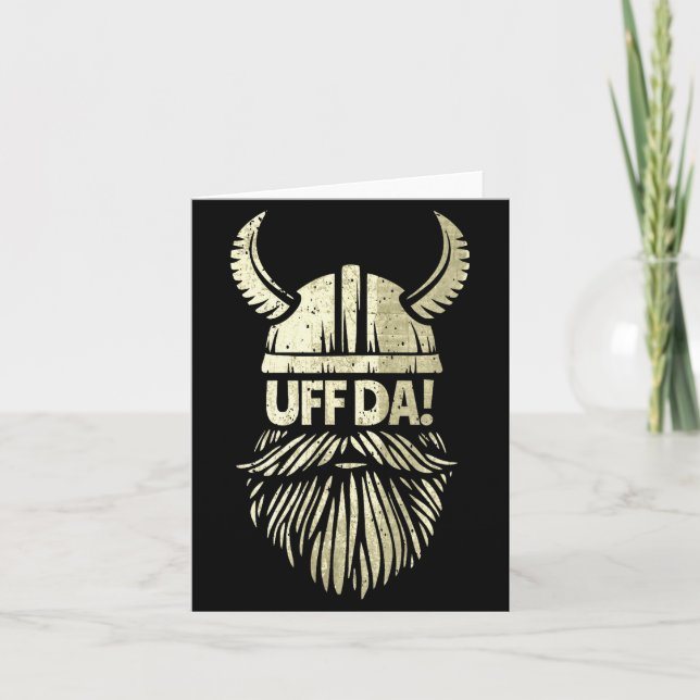 Uff Da Norwegian Quote Scandinavian Viking Helmet  Card (Front)