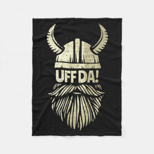 Uff Da Norwegian Quote Scandinavian Viking Helmet Fleece Blanket