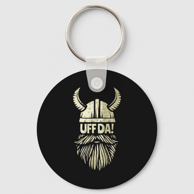 Uff Da Norwegian Quote Scandinavian Viking Helmet  Key Ring (Front)