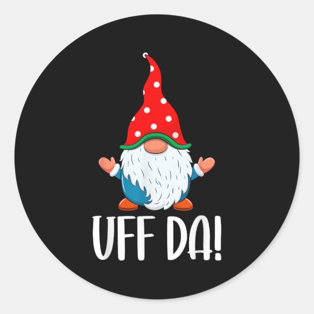 Uff Da Swediomte Gnome Christmas  Classic Round Sticker (Front)