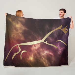 Uffington Chalk Horse Geoglyphs Gold Horse Fleece Blanket