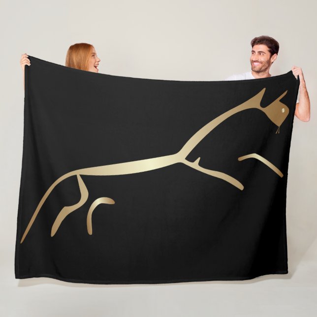 Uffington White Horse Geoglyphs Gold Horse Fleece Blanket (In Situ)
