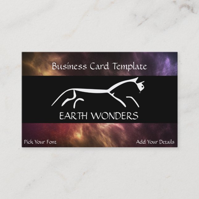 Uffington White Horse Geoglyphs White Logo Business Card (Front)