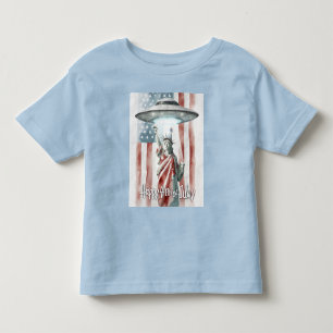 UFO 4th of July Statue of Liberty Funny Art Toddler T-Shirt