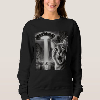 UFO Abduction Cat - Kitty Alien Selfie for Cat Mum Sweatshirt