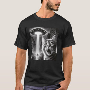 UFO Abduction Cat - Kitty Alien Selfie for Cat Mum T-Shirt