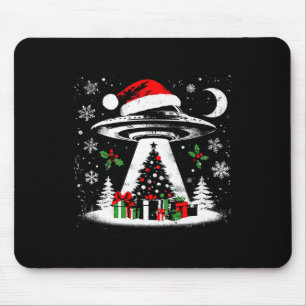 Ufo Abduction Christmas Tree - Funny Alien Xmas Lo Mouse Mat