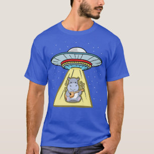 Ufo Abduction Hippo Playing Guitar Premium  T-Shirt