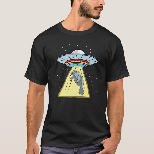 Ufo Abduction Manatee Sea Animal T-Shirt (Front)