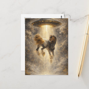 UFO Abduction of a Gorgeous Gypsy Vanner Horse Postcard