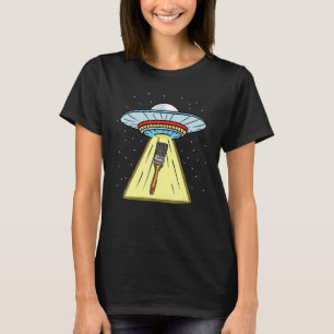 Ufo Abduction Paint Brush Painter T-Shirt