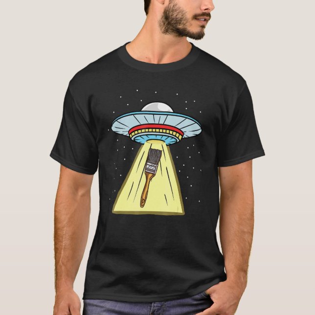 Ufo Abduction Paint Brush Painter T-Shirt (Front)