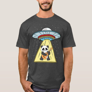 Ufo Abduction Panda Playing Guitar Premium T-Shirt