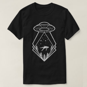 UFO Abduction Retro Line Art T-Shirt