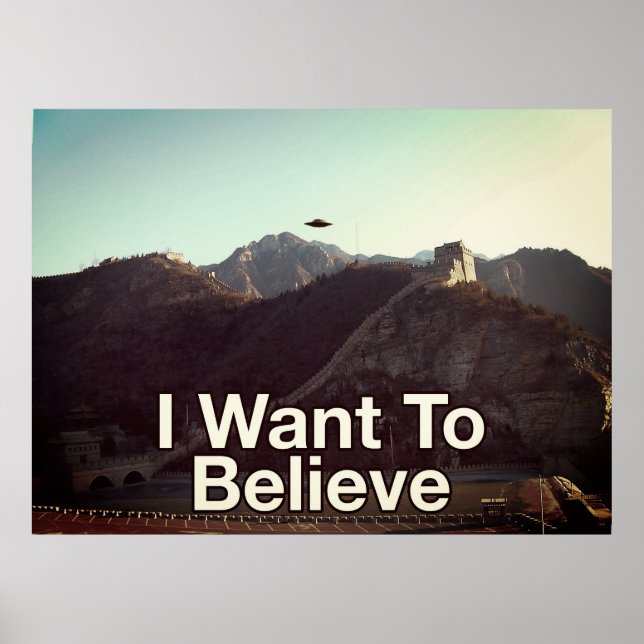 UFO above The Great Wall of China Poster (Front)