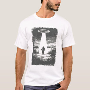 UFO Alien Abduction Beam Silhouette Sci-Fi Mystery T-Shirt