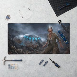 UFO Alien Archeologist Digging Site Paranormal Desk Mat