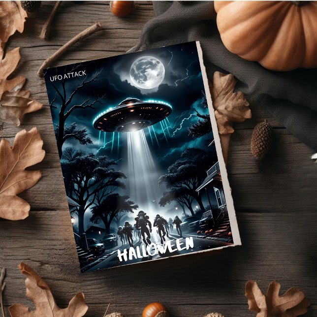 UFO Alien Attack Scary This Year's Halloween Holiday Card (Ufo Attack in Halloween day.)