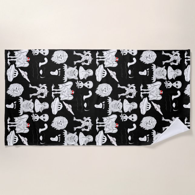 UFO, Alien, Bigfoot Cryptid   Beach Towel (Front)
