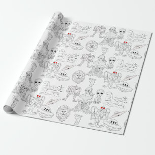 UFO, Alien, Bigfoot Cryptid Birthday  Wrapping Paper