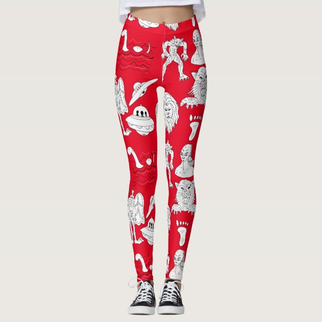 UFO, Alien, Bigfoot Cryptid Leggings (Front)
