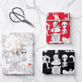 UFO, Alien, Bigfoot, Mothman, Dogman, Cryptids Wrapping Paper Sheet