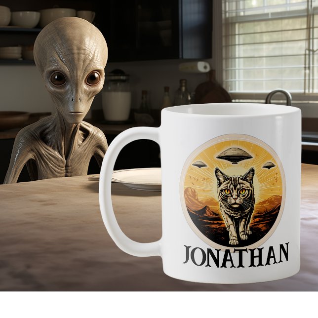 UFO Alien Cat  Personalised  Coffee Mug (Creator Uploaded)