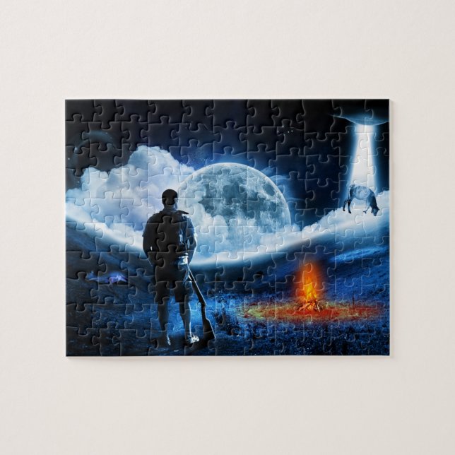 UFO Alien Cattle Abduction Space Ship Jigsaw Puzzle (Horizontal)