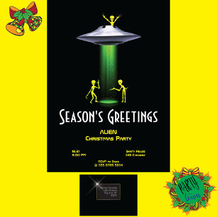 UFO Alien Christmas Party Invitation