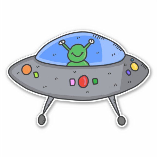 UFO ALIEN DIE CUT CAR DECAL STICKER (Front)
