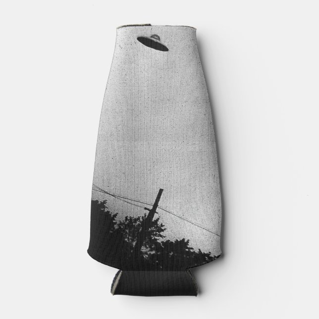 UFO Alien Extraterrestrial Spacecraft Top Secret Bottle Cooler (Front)