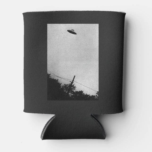 UFO Alien Extraterrestrial Spacecraft Top Secret Can Cooler (Front)