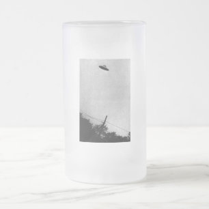 UFO Alien Extraterrestrial Spacecraft Top Secret Frosted Glass Beer Mug