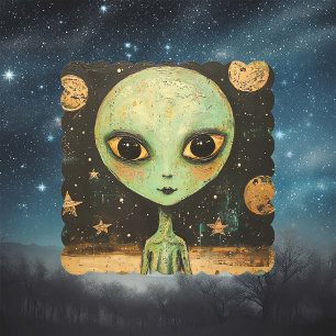 UFO Alien  Paper Coaster