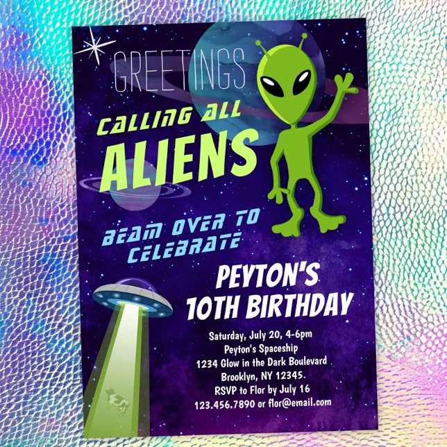 UFO Alien Party Birthday Invitation (Creator Uploaded)