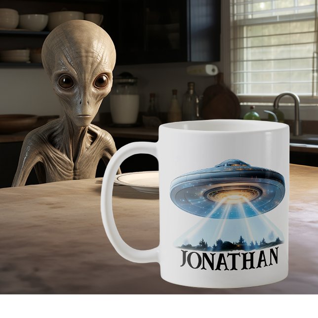 UFO Alien Personalised  Coffee Mug (Creator Uploaded)