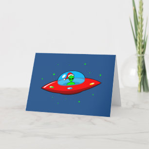 UFO Alien Santa Claus Holiday Card
