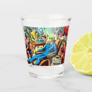 Ufo Alien Sci-fi Retro Comics Shot Glass
