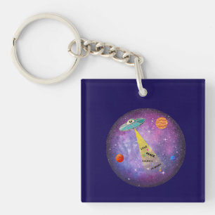 UFO Alien space spaceship star people Key Ring