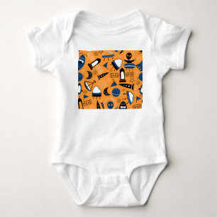 UFO alien, spaceships, kids pattern Baby Bodysuit