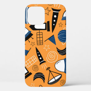 UFO alien, spaceships, kids pattern iPhone 12 Case