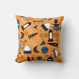 UFO alien, spaceships, kids pattern Cushion
