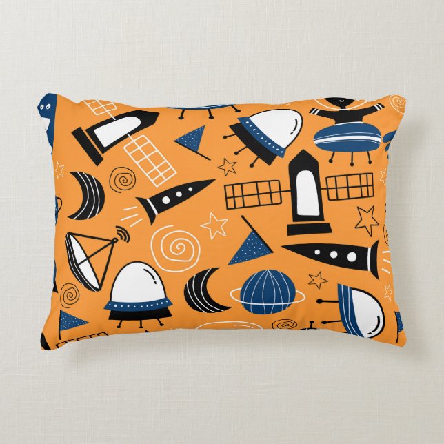 UFO alien, spaceships, kids pattern Decorative Cushion (Front)