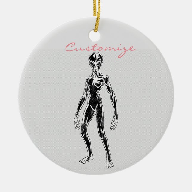 UFO Alien Thunder_Cove Ceramic Tree Decoration (Front)