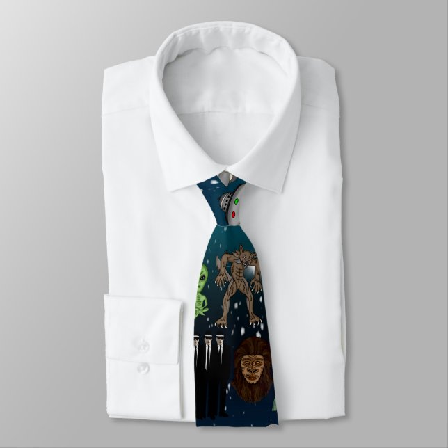 UFO Aliens Chupacabra Bigfoot Cryptids Tie (Tied)