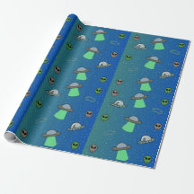 UFO and Alien wrapping paper